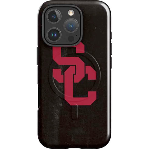 University of Southern California USC Black Distressed iPhone 16 Pro Max Magsafe Impact Case
