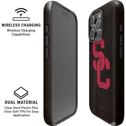 University of Southern California USC Black Distressed iPhone 16 Pro Max Magsafe Impact Case
