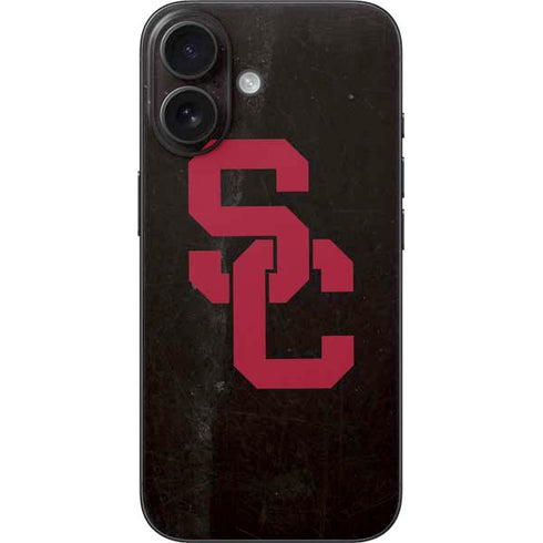 University of Southern California USC Black Distressed iPhone 16 Skin