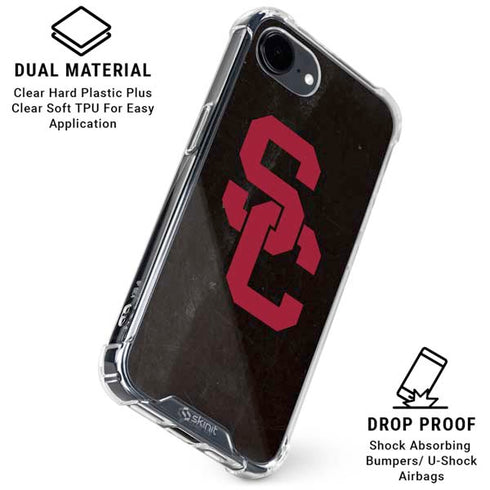University of Southern California USC Black Distressed iPhone 16e Clear Case
