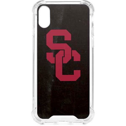 University of Southern California USC Black Distressed iPhone XS Clear Case