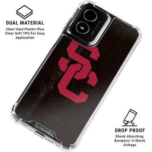 University of Southern California USC Black Distressed Moto G Power 5G (2024) Clear Case