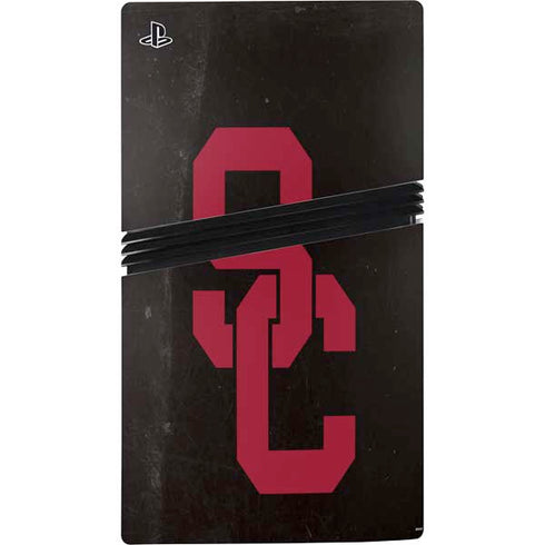 University of Southern California USC Black Distressed PS5 Pro Disk Bundle Skin