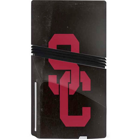University of Southern California USC Black Distressed PS5 Pro Disk Bundle Skin