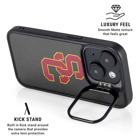 University of Southern California USC Dark Grey Logo iPhone 15 Kickstand Case
