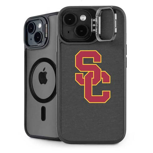University of Southern California USC Dark Grey Logo iPhone 15 Plus Kickstand Case
