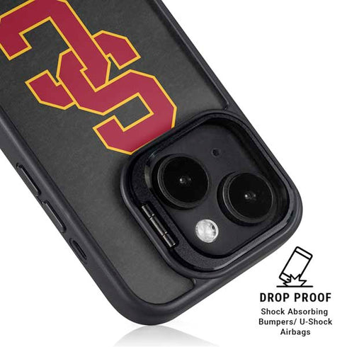 University of Southern California USC Dark Grey Logo iPhone 15 Plus Kickstand Case
