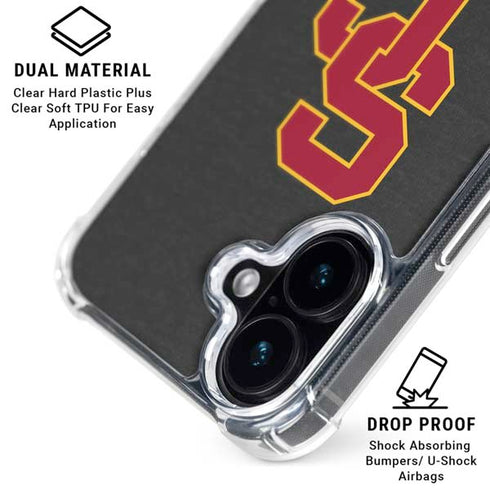 University of Southern California USC Dark Grey Logo iPhone 16 Clear Case
