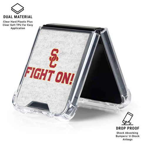 University of Southern California USC Fight On Grey Galaxy Z Flip6 Clear Case