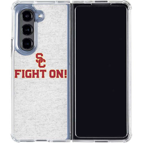 University of Southern California USC Fight On Grey Galaxy Z Fold5 5G Clear Case