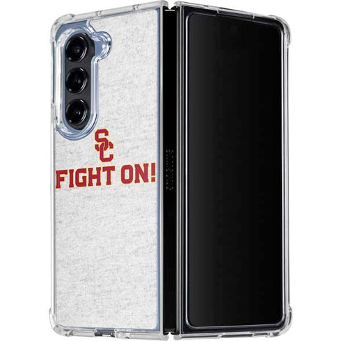 University of Southern California USC Fight On Grey Galaxy Z Fold5 5G Clear Case