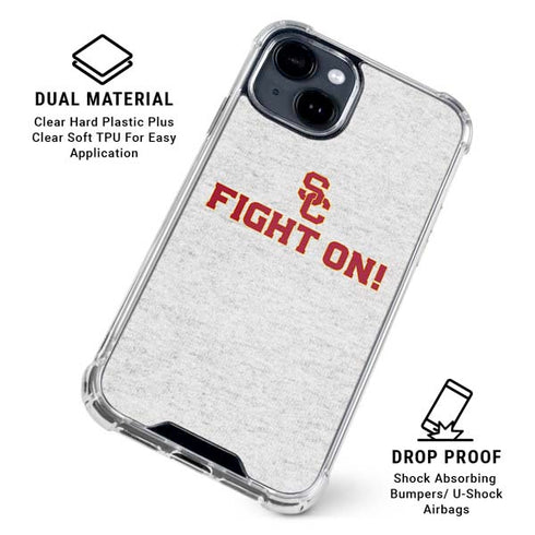 University of Southern California USC Fight On Grey iPhone 15 Clear Case