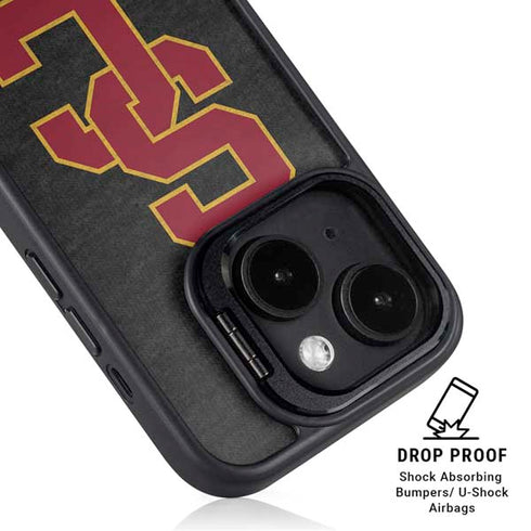 University of Southern California USC Grey Logo iPhone 15 Plus Kickstand Case