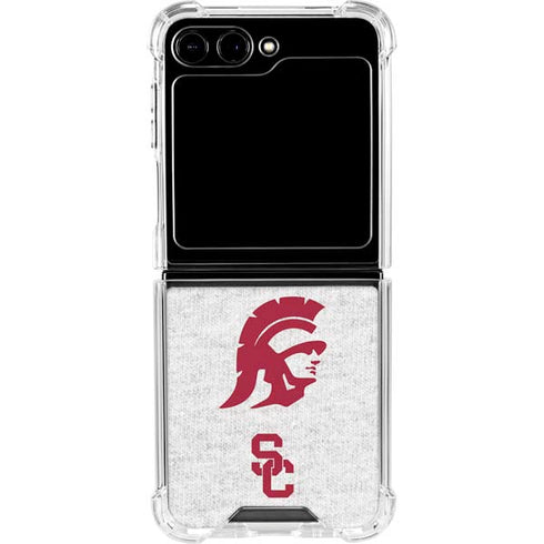 University of Southern California USC Grey Trojan Mascot Galaxy Z Flip6 Clear Case