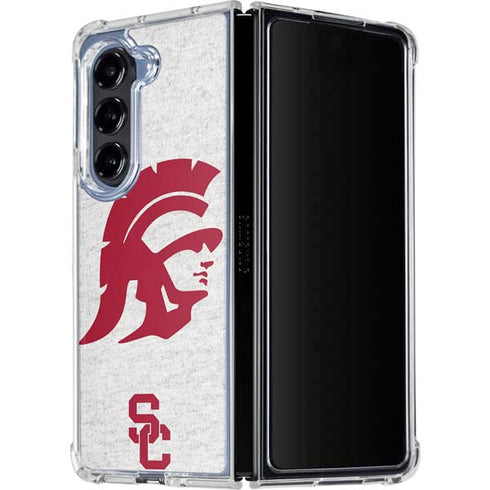 University of Southern California USC Grey Trojan Mascot Galaxy Z Fold5 5G Clear Case