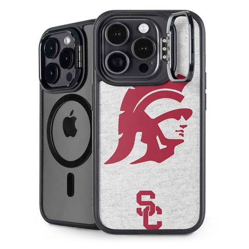 University of Southern California USC Grey Trojan Mascot iPhone 14 Pro Max Kickstand Case