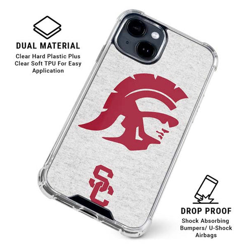 University of Southern California USC Grey Trojan Mascot iPhone 15 Clear Case