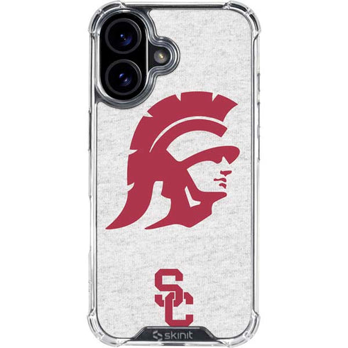 University of Southern California USC Grey Trojan Mascot iPhone 16 Plus Clear Case