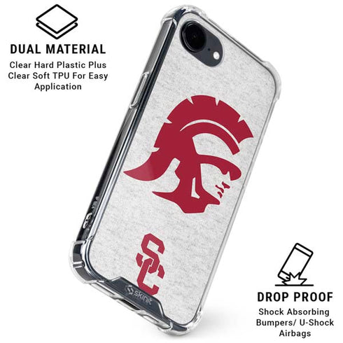 University of Southern California USC Grey Trojan Mascot iPhone 16e Clear Case