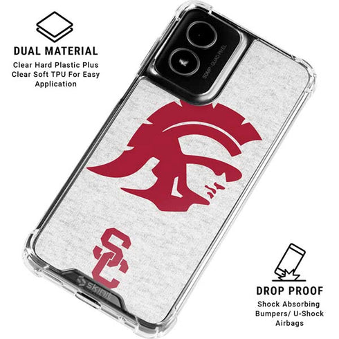 University of Southern California USC Grey Trojan Mascot Moto G Power 5G (2024) Clear Case