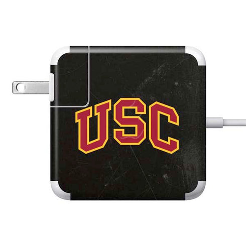 University of Southern California USC Logo Black Distressed 85W Power Adapter (15 and 17 inch MacBook Pro Charger) Skin