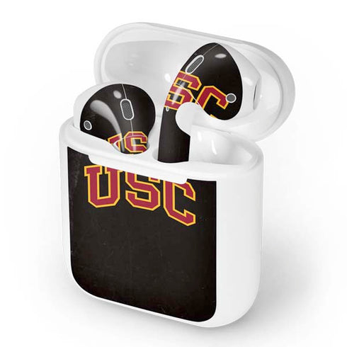 University of Southern California USC Logo Black Distressed Apple AirPods Skin
