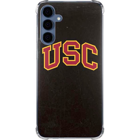 University of Southern California USC Logo Black Distressed Galaxy A55 5G Clear Case