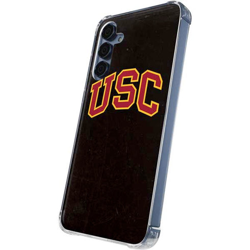 University of Southern California USC Logo Black Distressed Galaxy A55 5G Clear Case