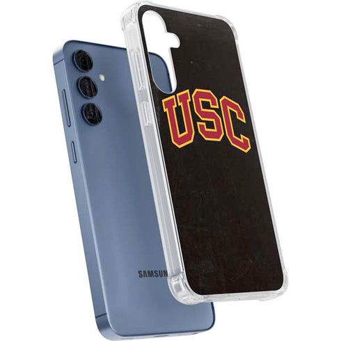 University of Southern California USC Logo Black Distressed Galaxy A55 5G Clear Case
