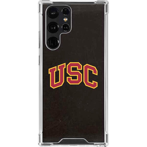University of Southern California USC Logo Black Distressed Galaxy S23 Ultra Clear Case