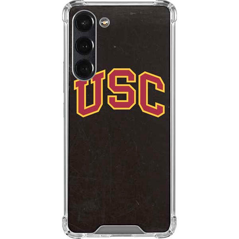 University of Southern California USC Logo Black Distressed Galaxy S24 FE Clear Case