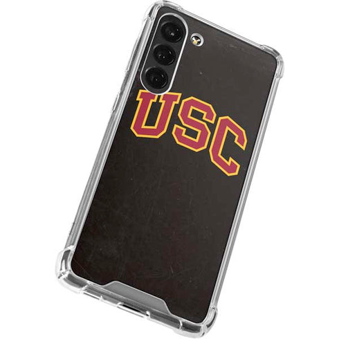 University of Southern California USC Logo Black Distressed Galaxy S24 FE Clear Case