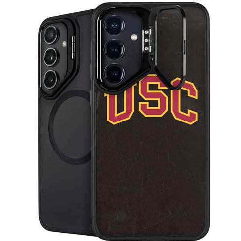 University of Southern California USC Logo Black Distressed Galaxy S25 Kickstand Case