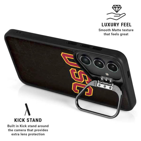 University of Southern California USC Logo Black Distressed Galaxy S24 Kickstand Case