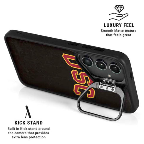 University of Southern California USC Logo Black Distressed Galaxy S24 Plus Kickstand Case