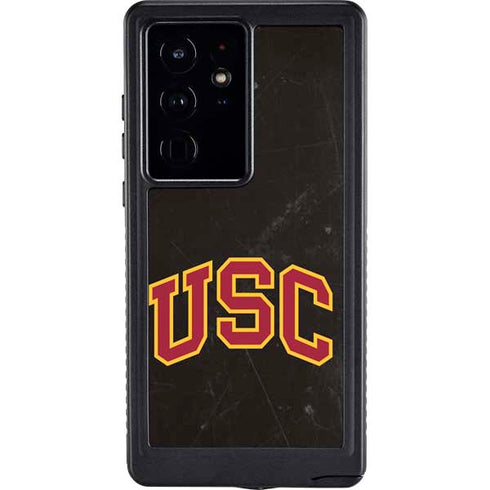 University of Southern California USC Logo Black Distressed Galaxy S24 Ultra Waterproof Case