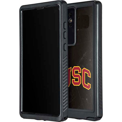 University of Southern California USC Logo Black Distressed Galaxy S24 Ultra Waterproof Case