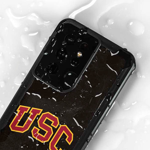 University of Southern California USC Logo Black Distressed Galaxy S24 Ultra Waterproof Case