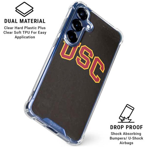 University of Southern California USC Logo Black Distressed Galaxy S25 Plus Clear Case