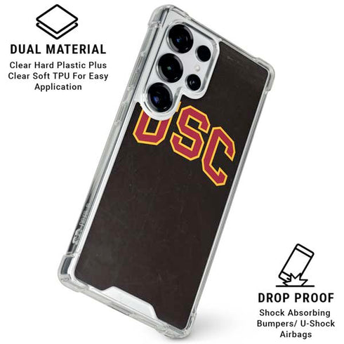 University of Southern California USC Logo Black Distressed Galaxy S25 Ultra Clear Case