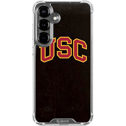University of Southern California USC Logo Black Distressed Galaxy S26 Clear Case