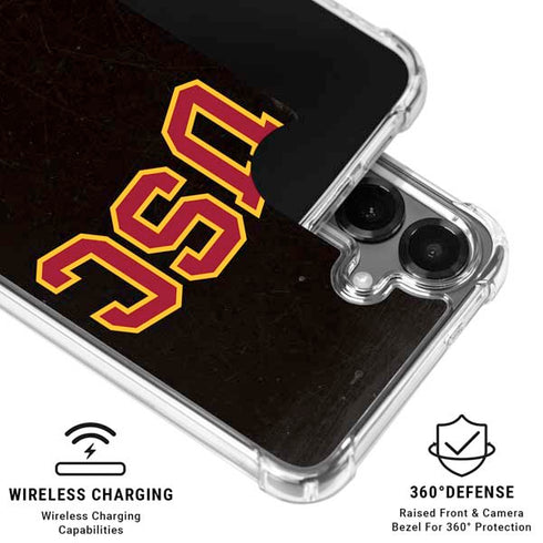 University of Southern California USC Logo Black Distressed Galaxy S26 Clear Case