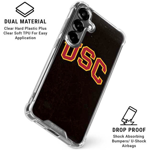 University of Southern California USC Logo Black Distressed Galaxy S26 Clear Case