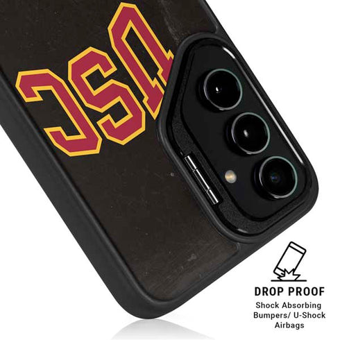 University of Southern California USC Logo Black Distressed Galaxy S26 Kickstand Case