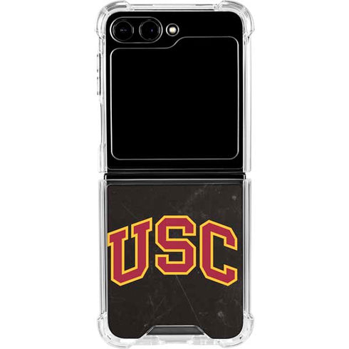 University of Southern California USC Logo Black Distressed Galaxy Z Flip6 Clear Case