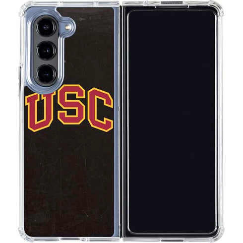 University of Southern California USC Logo Black Distressed Galaxy Z Fold5 5G Clear Case