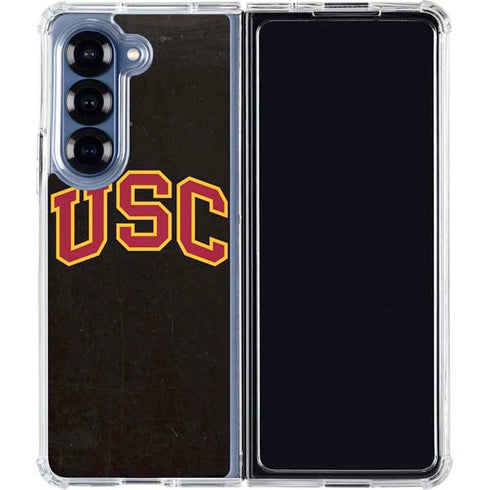 University of Southern California USC Logo Black Distressed Galaxy Z Fold6 Clear Case