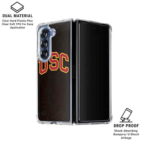 University of Southern California USC Logo Black Distressed Galaxy Z Fold6 Clear Case