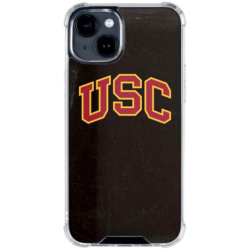 University of Southern California USC Logo Black Distressed iPhone 15 Clear Case