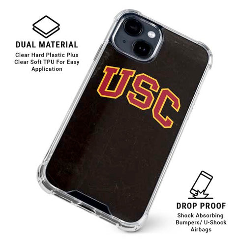University of Southern California USC Logo Black Distressed iPhone 15 Clear Case